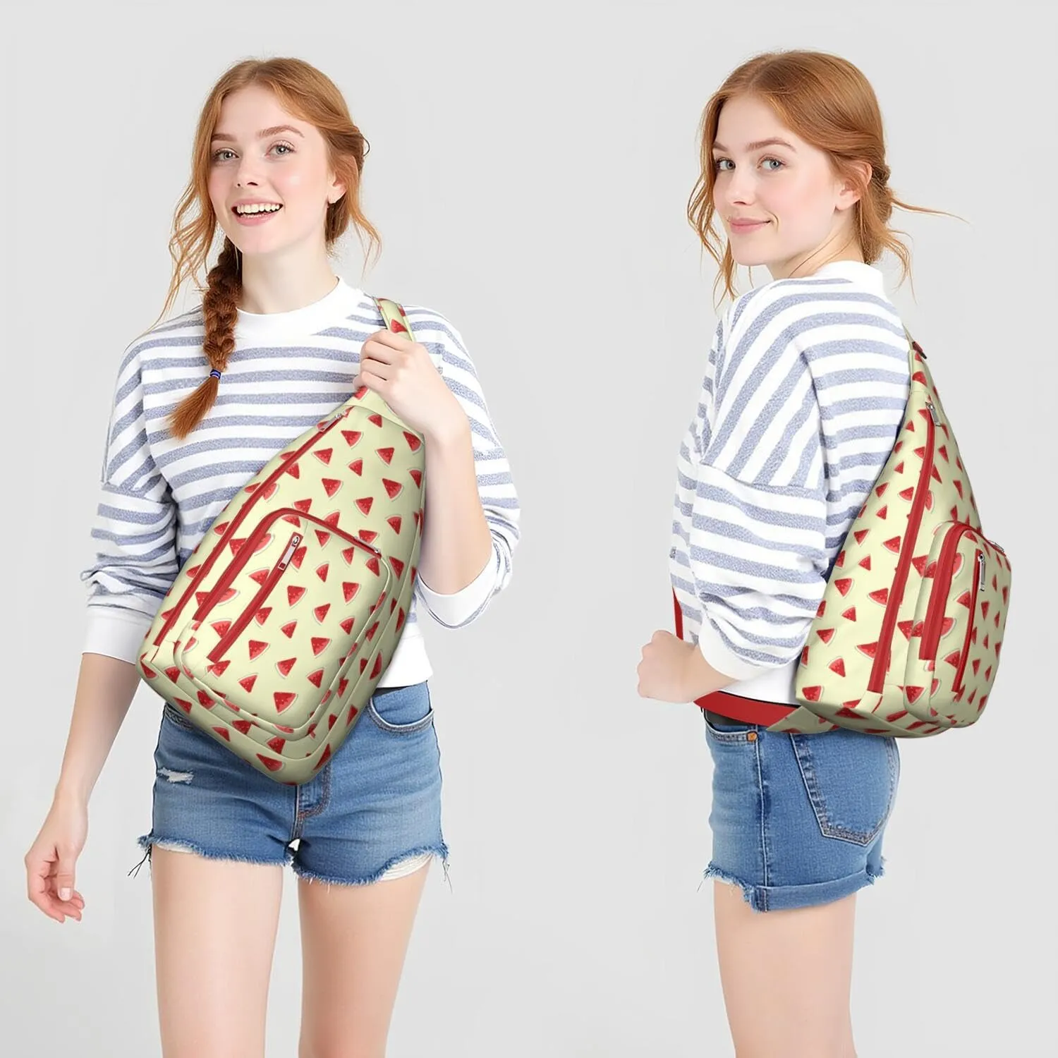 Shoulder Sling Crossbody Casual Chest Bag For Travel Sports Running,Backpack for Men & Women Lightweight Sports BagCrossbody Concealed Carry,Watermelon Shoulder Bag Waterproof Chest Bag