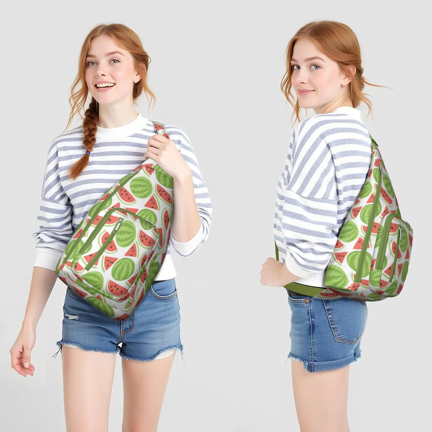 Shoulder Sling Crossbody Casual Chest Bag For Travel Sports Running,Backpack for Men & Women Lightweight Sports BagCrossbody Concealed Carry,Watermelon Shoulder Bag Waterproof Chest Bag