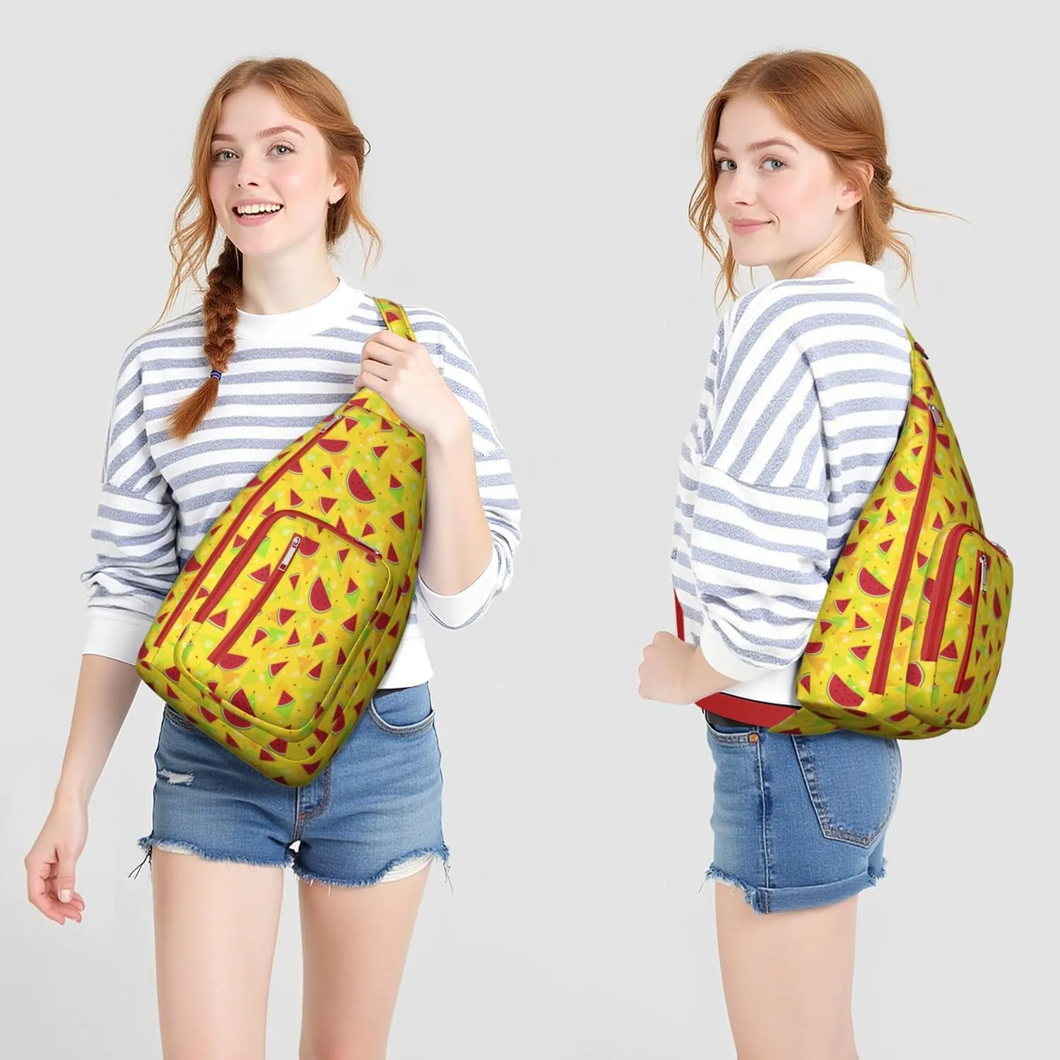 Shoulder Sling Crossbody Casual Chest Bag For Travel Sports Running,Backpack for Men & Women Lightweight Sports BagCrossbody Concealed Carry,Watermelon Shoulder Bag Waterproof Chest Bag