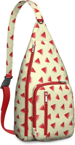Shoulder Sling Crossbody Casual Chest Bag For Travel Sports Running,Backpack for Men & Women Lightweight Sports BagCrossbody Concealed Carry,Watermelon Shoulder Bag Waterproof Chest Bag