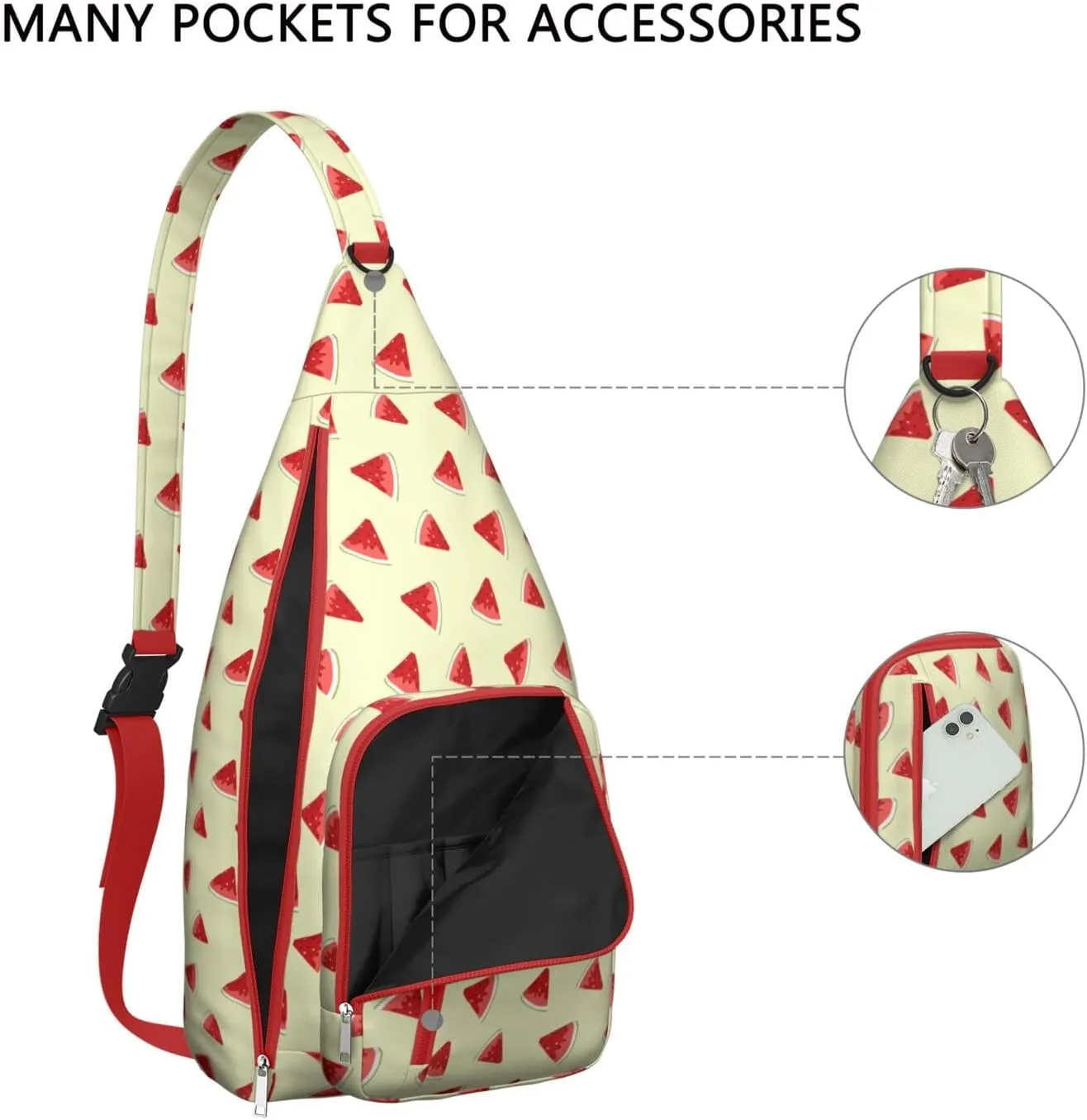 Shoulder Sling Crossbody Casual Chest Bag For Travel Sports Running,Backpack for Men & Women Lightweight Sports BagCrossbody Concealed Carry,Watermelon Shoulder Bag Waterproof Chest Bag