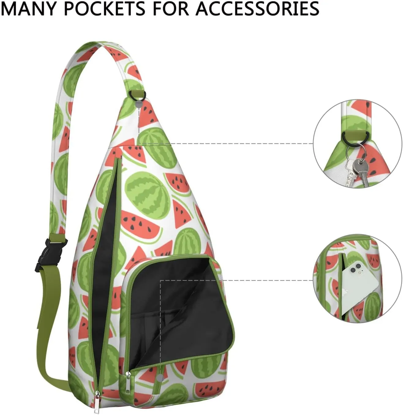 Shoulder Sling Crossbody Casual Chest Bag For Travel Sports Running,Backpack for Men & Women Lightweight Sports BagCrossbody Concealed Carry,Watermelon Shoulder Bag Waterproof Chest Bag