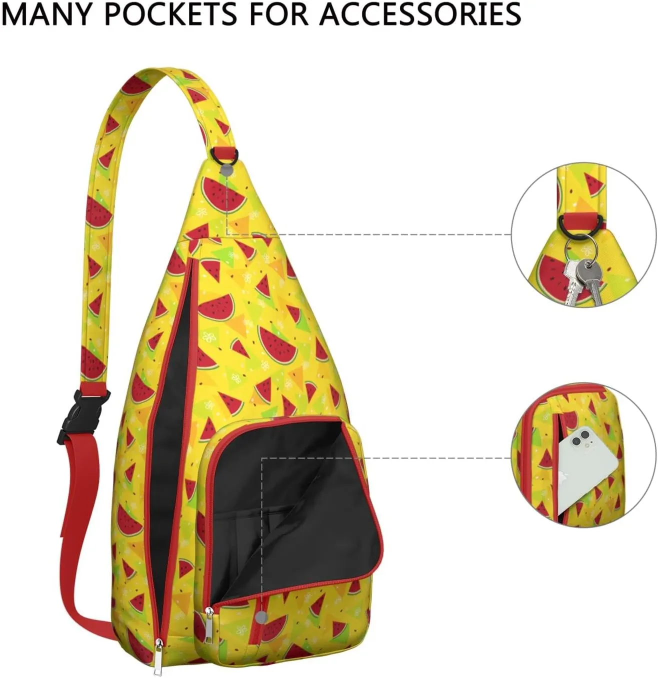 Shoulder Sling Crossbody Casual Chest Bag For Travel Sports Running,Backpack for Men & Women Lightweight Sports BagCrossbody Concealed Carry,Watermelon Shoulder Bag Waterproof Chest Bag