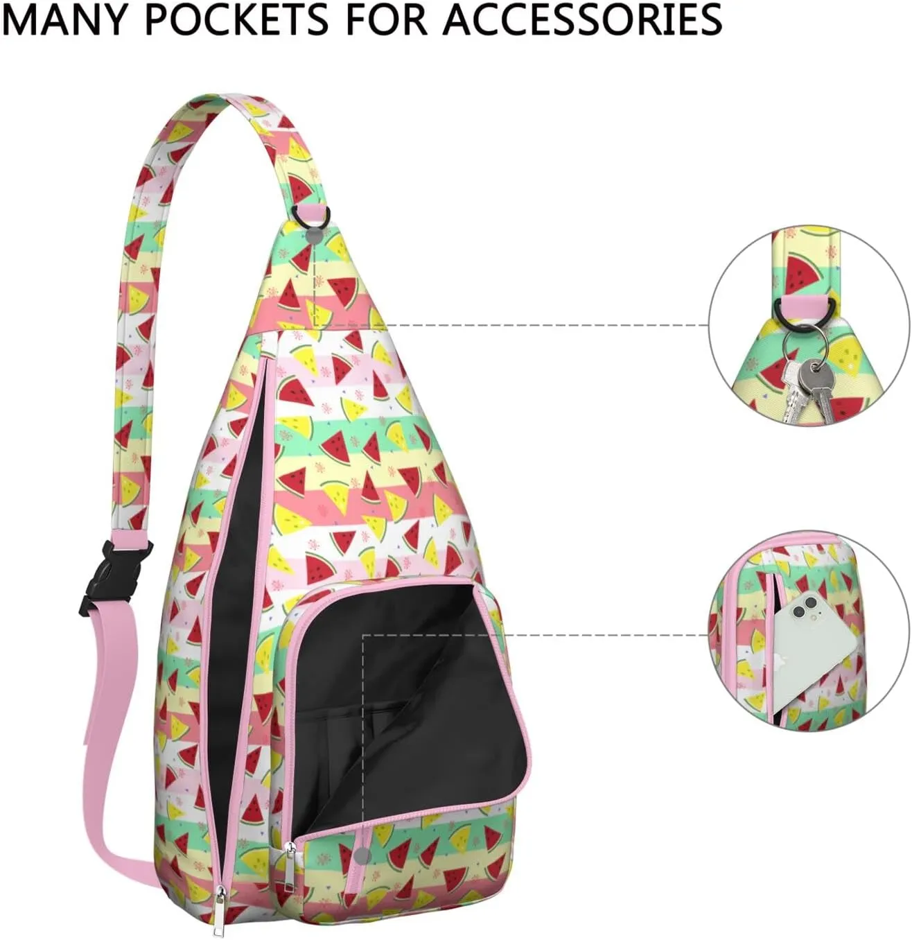 Shoulder Sling Crossbody Casual Chest Bag For Travel Sports Running,Backpack for Men & Women Lightweight Sports BagCrossbody Concealed Carry,Watermelon Shoulder Bag Waterproof Chest Bag