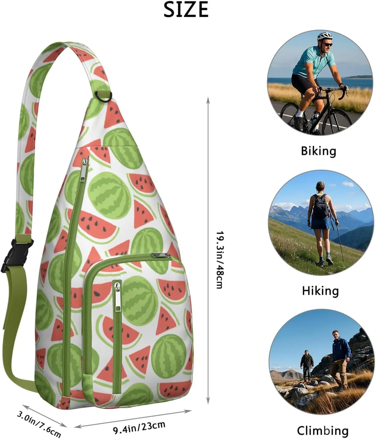 Shoulder Sling Crossbody Casual Chest Bag For Travel Sports Running,Backpack for Men & Women Lightweight Sports BagCrossbody Concealed Carry,Watermelon Shoulder Bag Waterproof Chest Bag