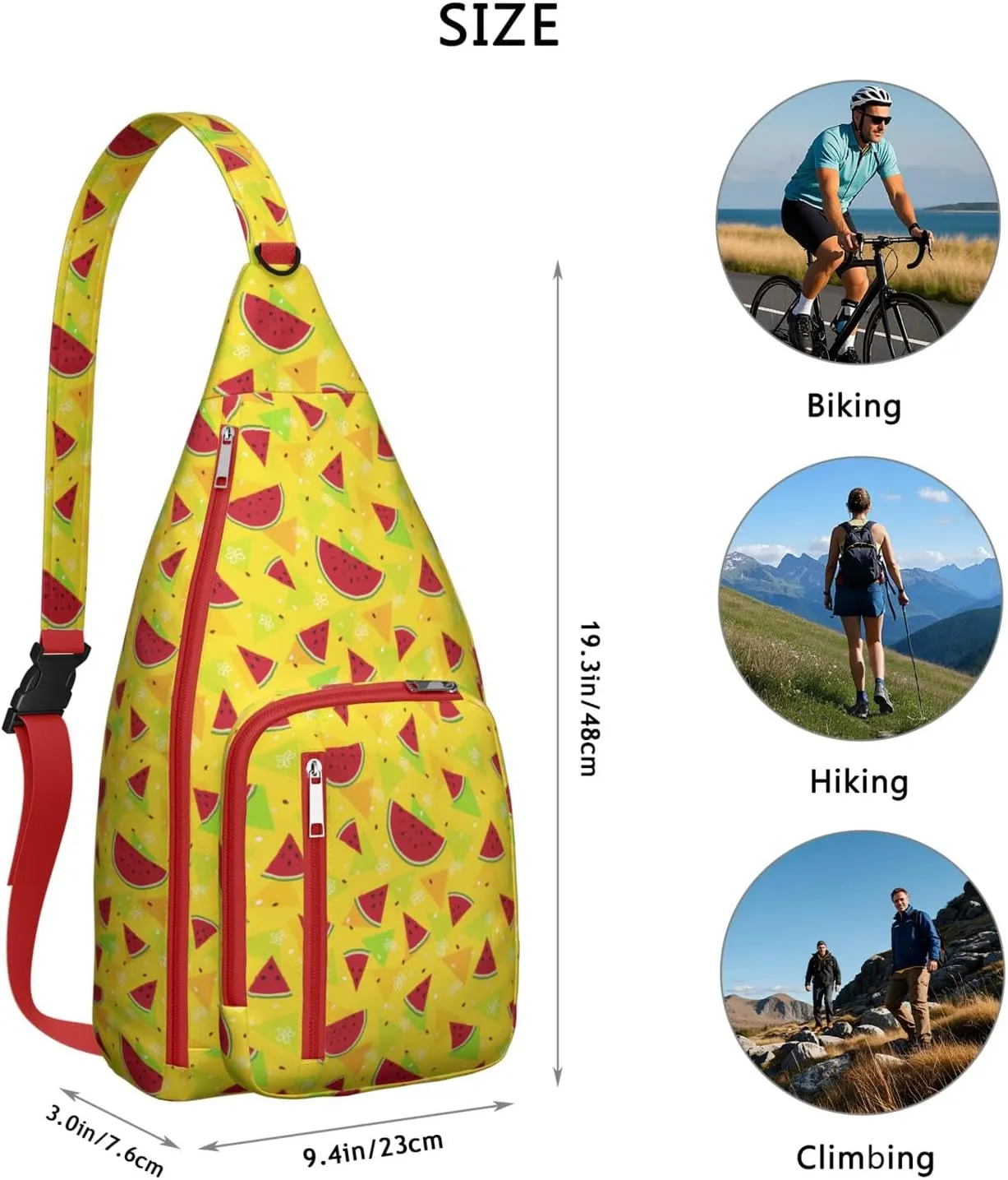 Shoulder Sling Crossbody Casual Chest Bag For Travel Sports Running,Backpack for Men & Women Lightweight Sports BagCrossbody Concealed Carry,Watermelon Shoulder Bag Waterproof Chest Bag