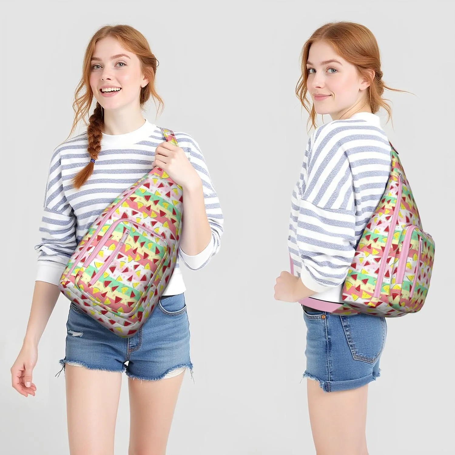 Shoulder Sling Crossbody Casual Chest Bag For Travel Sports Running,Backpack for Men & Women Lightweight Sports BagCrossbody Concealed Carry,Watermelon Shoulder Bag Waterproof Chest Bag