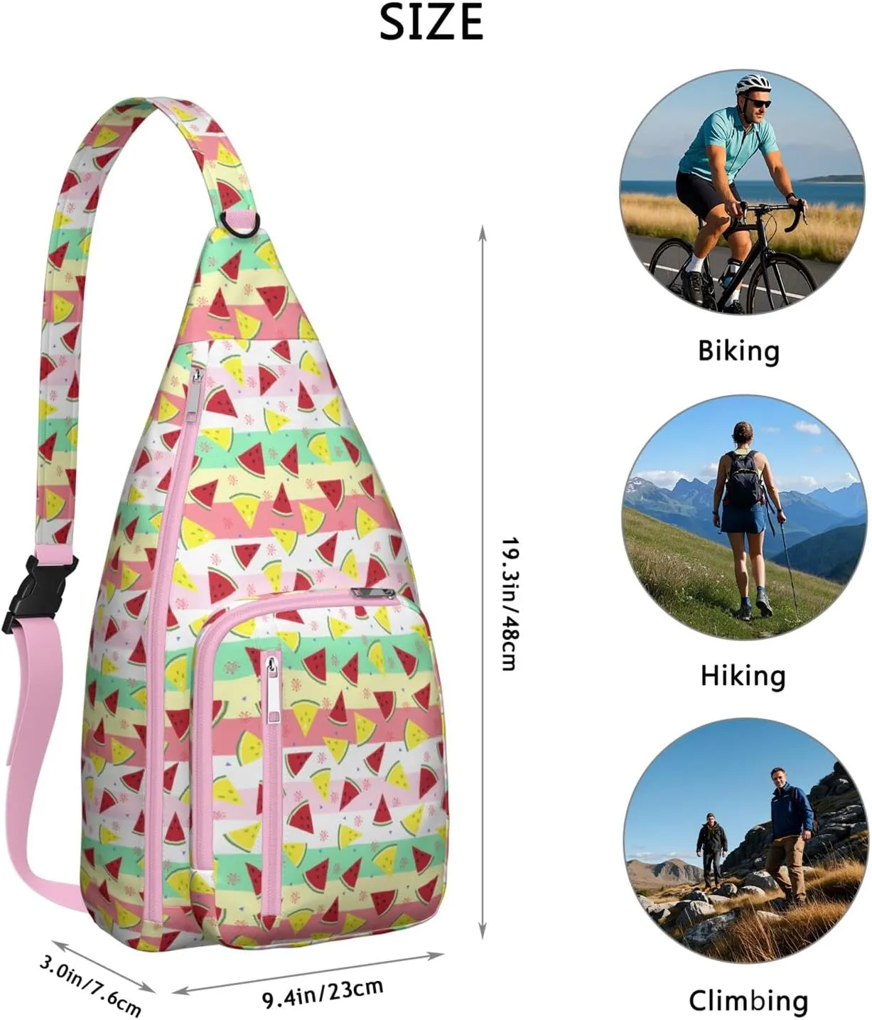 Shoulder Sling Crossbody Casual Chest Bag For Travel Sports Running,Backpack for Men & Women Lightweight Sports BagCrossbody Concealed Carry,Watermelon Shoulder Bag Waterproof Chest Bag