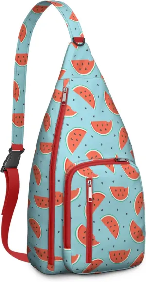Shoulder Sling Crossbody Casual Chest Bag For Travel Sports Running,Backpack for Men & Women Lightweight Sports BagCrossbody Concealed Carry,Watermelon Shoulder Bag Waterproof Chest Bag