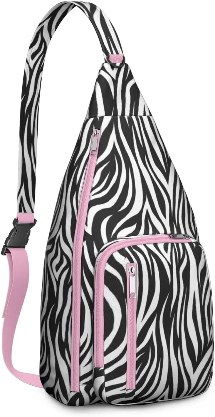 Shoulder Sling Crossbody Casual Chest Bag For Travel Sports Running,Backpack for Men & Women Lightweight Sports BagCrossbody Concealed Carry,Zebra Shoulder Bag Waterproof Chest Bag