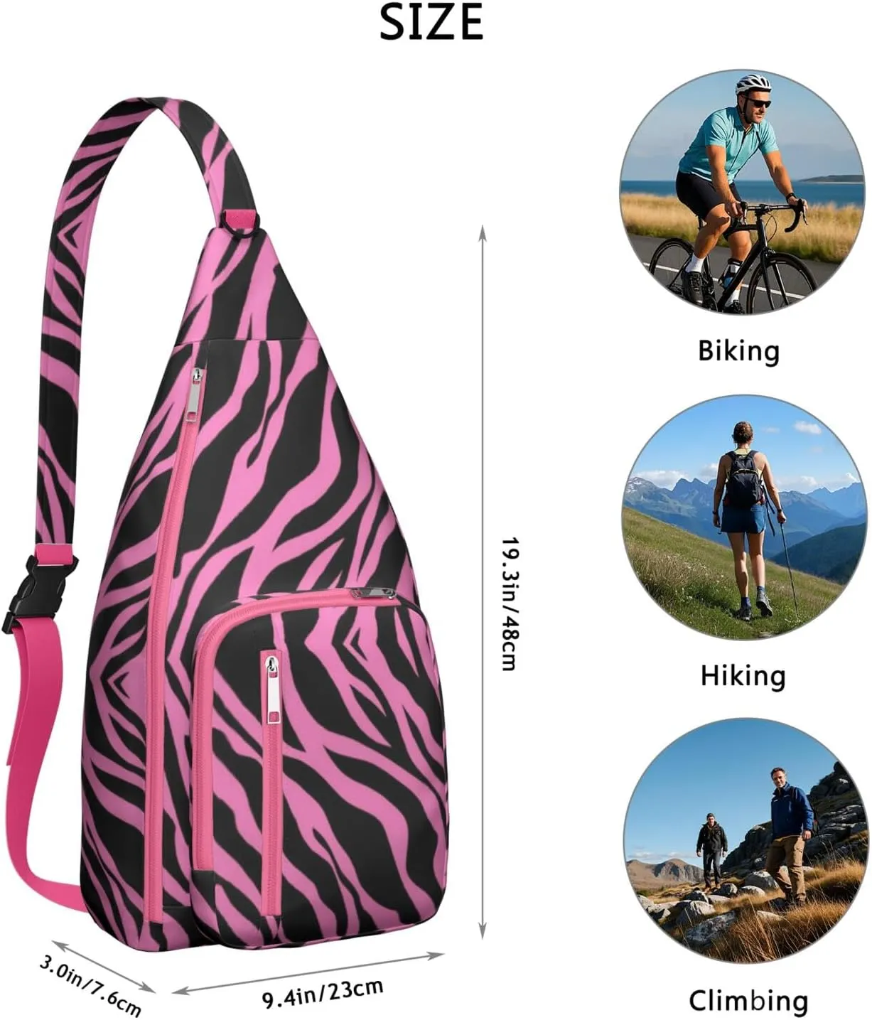 Shoulder Sling Crossbody Casual Chest Bag For Travel Sports Running,Backpack for Men & Women Lightweight Sports BagCrossbody Concealed Carry,Zebra Shoulder Bag Waterproof Chest Bag