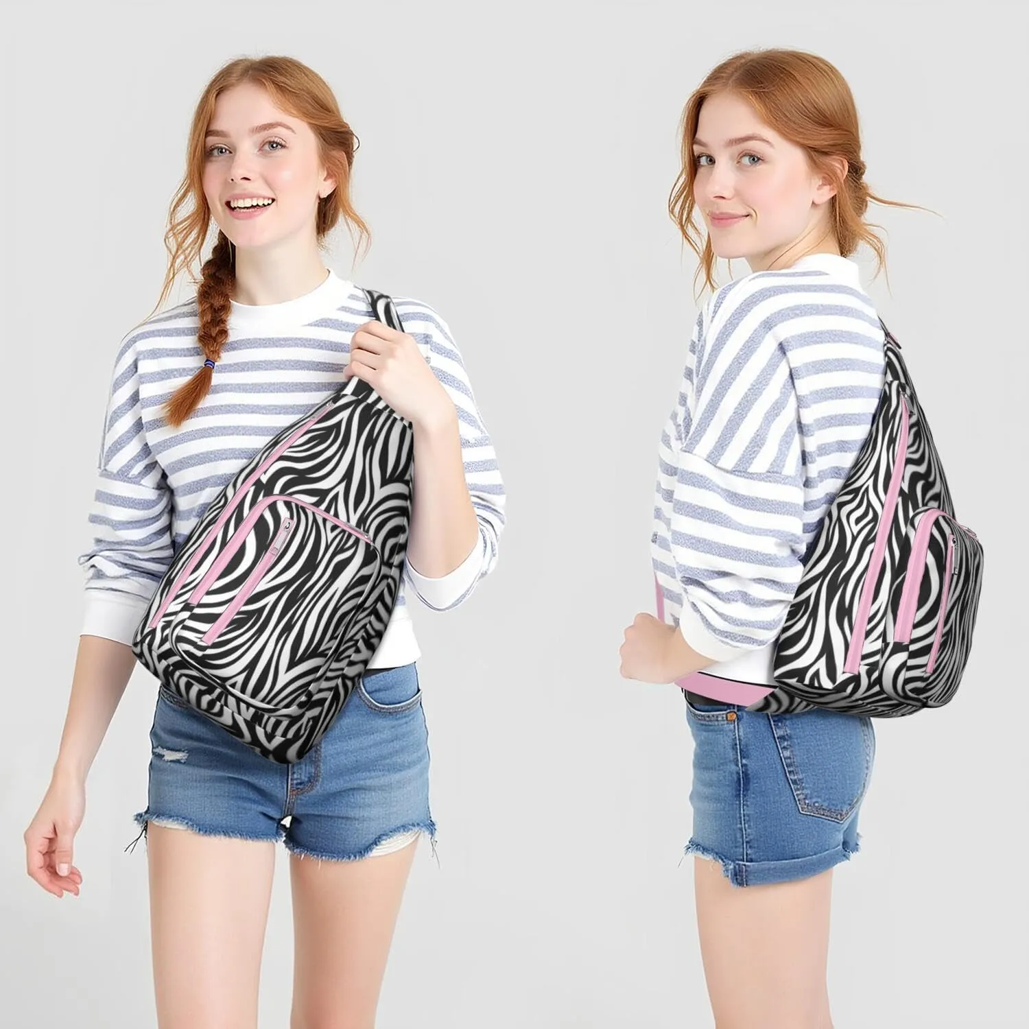 Shoulder Sling Crossbody Casual Chest Bag For Travel Sports Running,Backpack for Men & Women Lightweight Sports BagCrossbody Concealed Carry,Zebra Shoulder Bag Waterproof Chest Bag