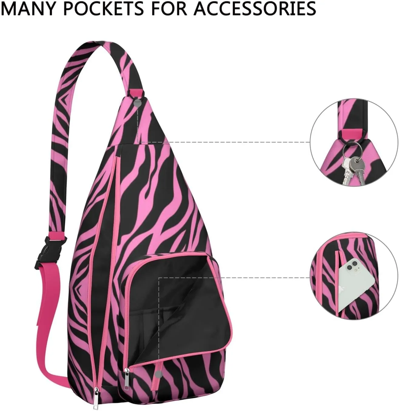 Shoulder Sling Crossbody Casual Chest Bag For Travel Sports Running,Backpack for Men & Women Lightweight Sports BagCrossbody Concealed Carry,Zebra Shoulder Bag Waterproof Chest Bag