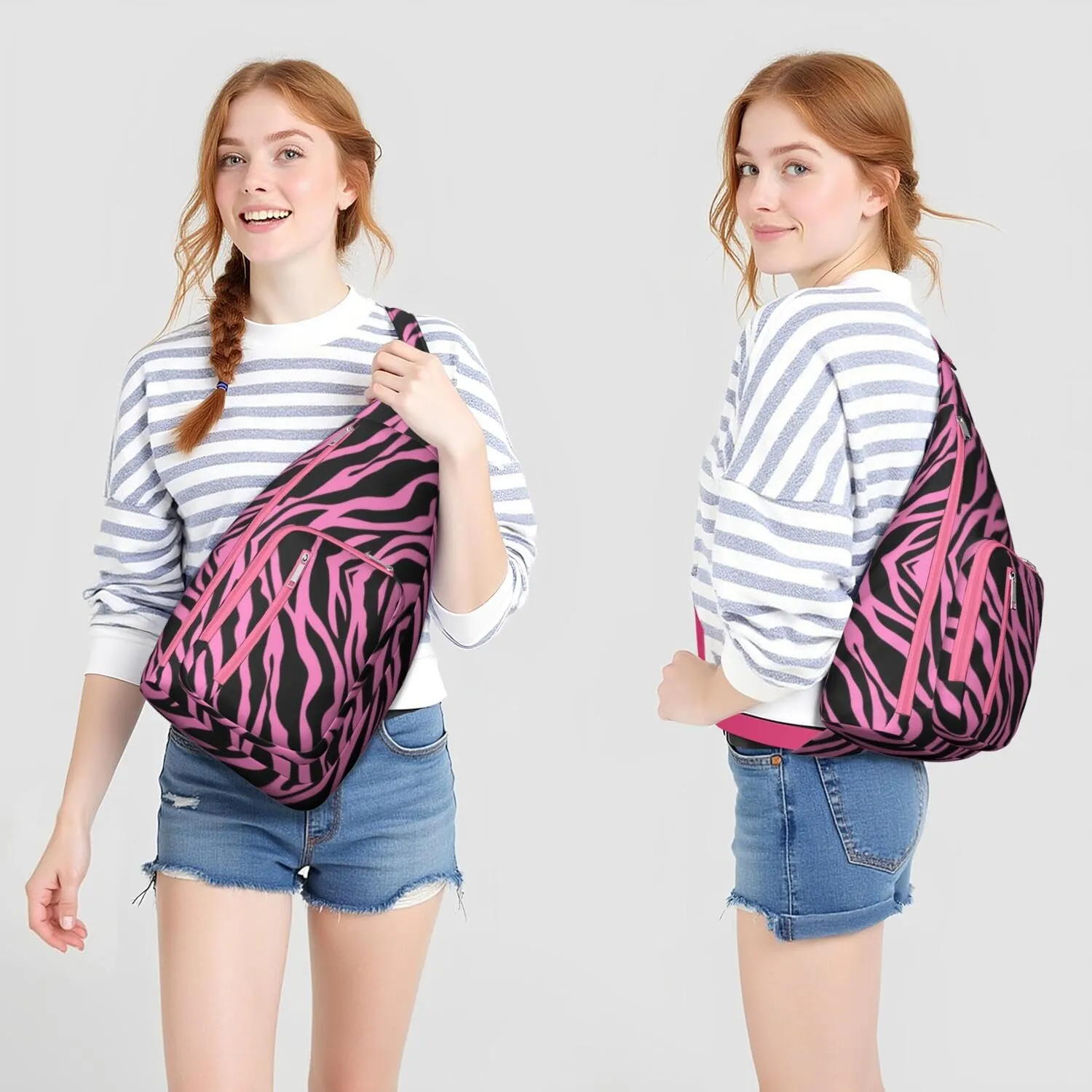 Shoulder Sling Crossbody Casual Chest Bag For Travel Sports Running,Backpack for Men & Women Lightweight Sports BagCrossbody Concealed Carry,Zebra Shoulder Bag Waterproof Chest Bag