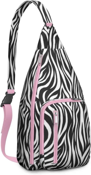 Shoulder Sling Crossbody Casual Chest Bag For Travel Sports Running,Backpack for Men & Women Lightweight Sports BagCrossbody Concealed Carry,Zebra Shoulder Bag Waterproof Chest Bag