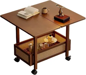 Side Tables Living Room, Nightstand, Art Cart Organizer, Wood Storage Organizer with Caster Wheels, 2-Tier Multifunctional Rolling Utility Storage Cart for Studio, Living Room