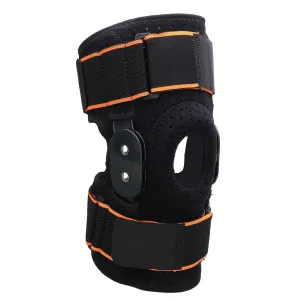 Silicone Shock Absorbing Knee Brace, Foldable Aluminum Plate, Breathable Strap for Running, Basketball (Orange Red)