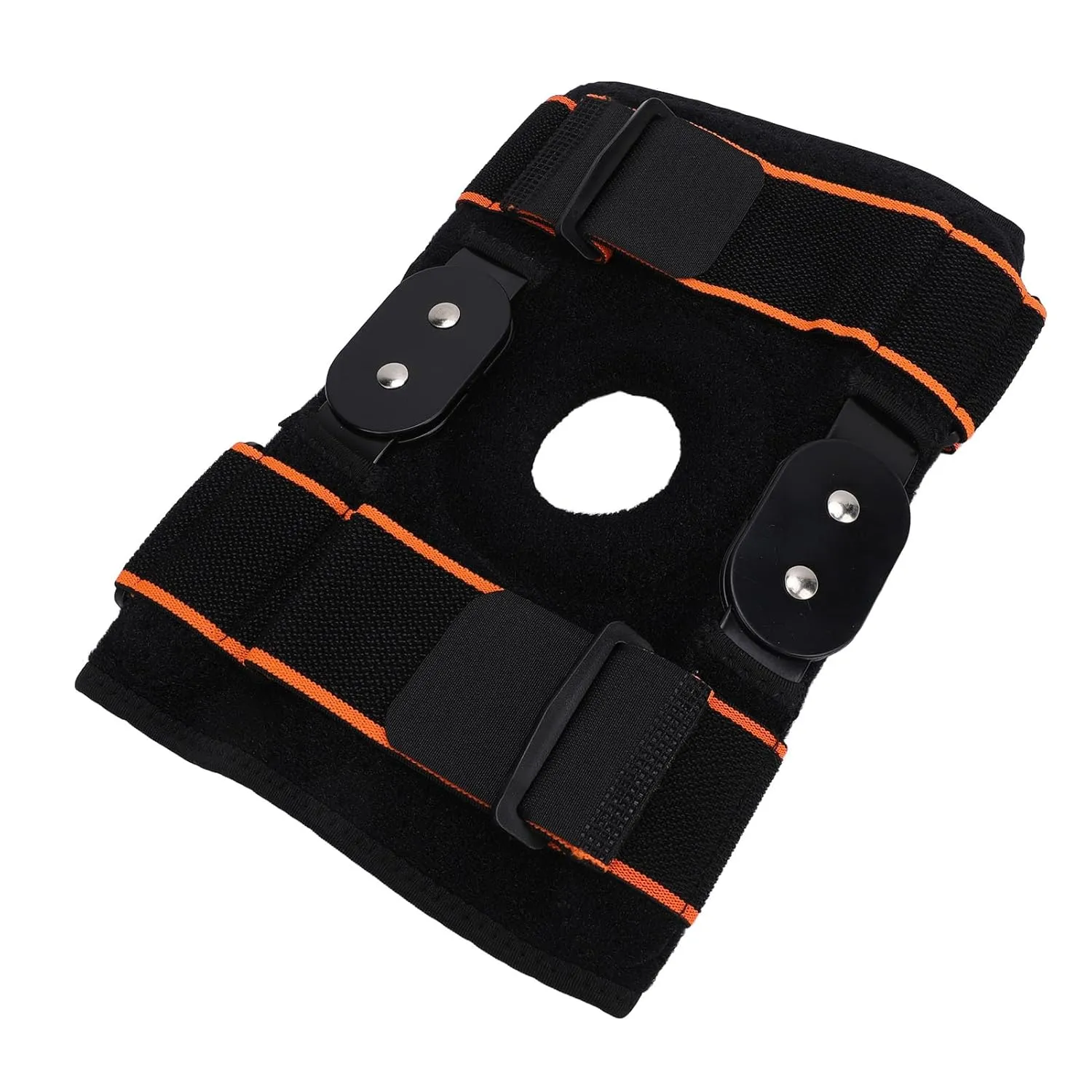 Silicone Shock Absorbing Knee Brace, Foldable Aluminum Plate, Breathable Strap for Running, Basketball (Orange Red)