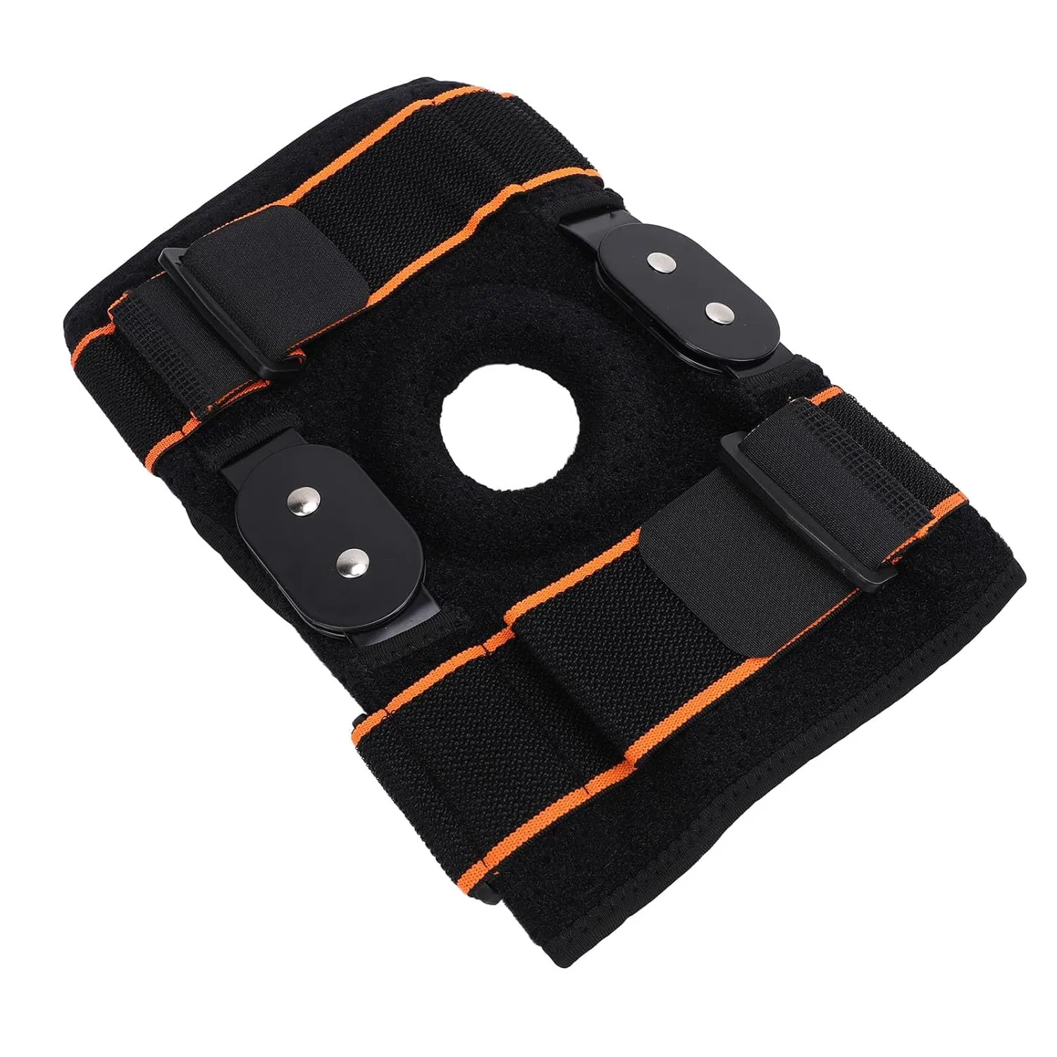 Silicone Shock Absorbing Knee Brace, Foldable Aluminum Plate, Breathable Strap for Running, Basketball (Orange Red)