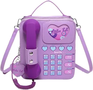 Sister Amy® Retro Dial Telephone Crossbody Shoulder Bag – Vintage-Inspired Design with Movable Microphone