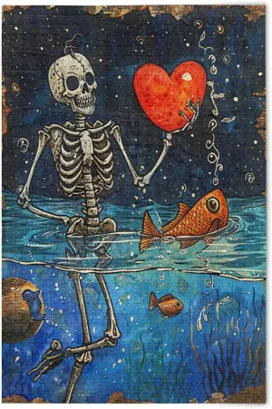 Skeleton Fish Jigsaw Puzzles for Adults 1000 Pieces,Colorful Puzzle with Mesh Storage Bag,Learning Educational Puzzles for Gift 2013635