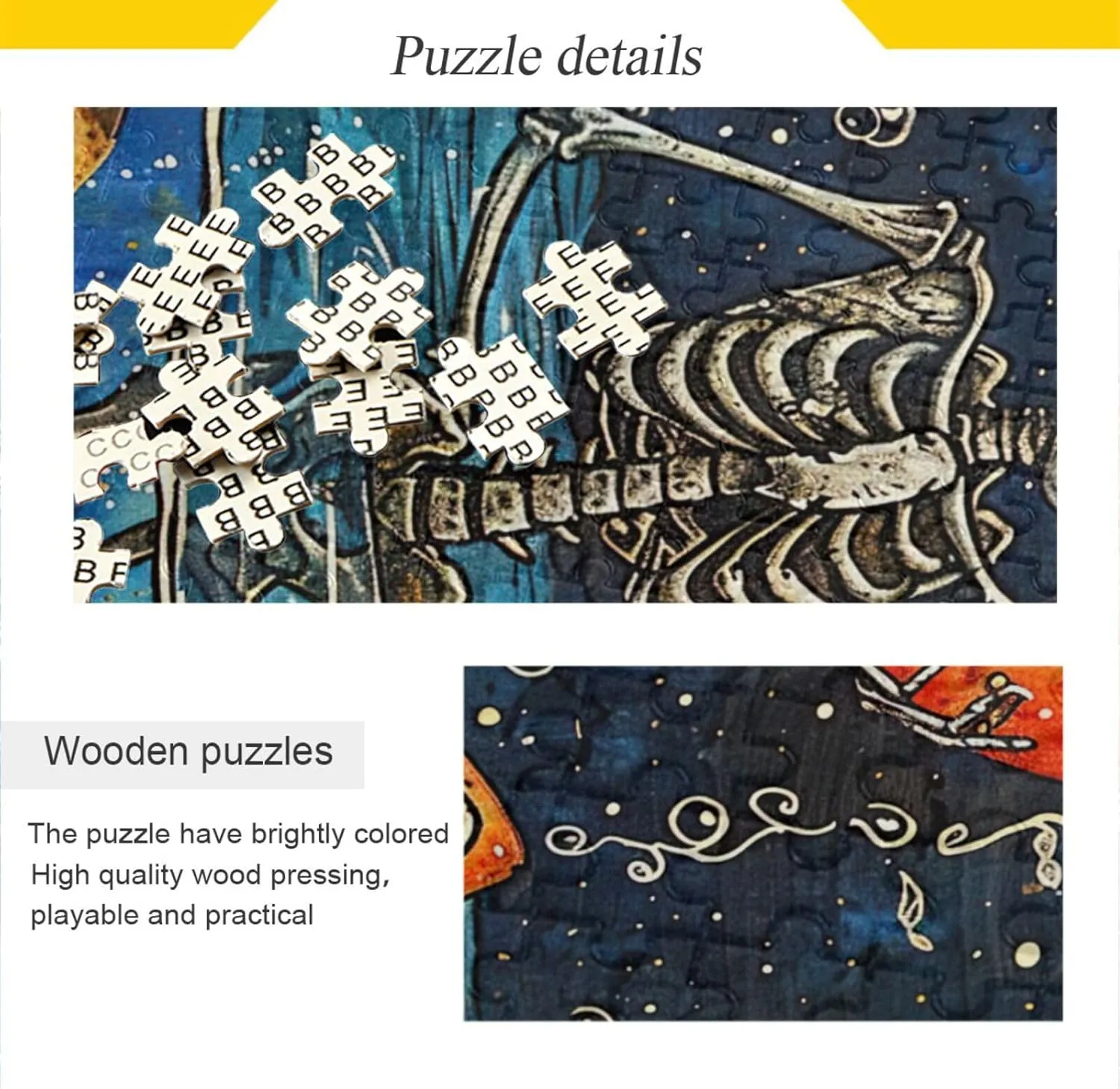 Skeleton Fish Jigsaw Puzzles for Adults 1000 Pieces,Colorful Puzzle with Mesh Storage Bag,Learning Educational Puzzles for Gift 2013635