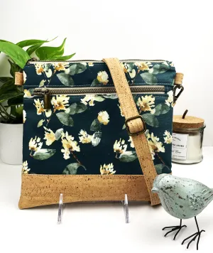 Slim Crossbody Bag - Cork and Vale in Dusk Floral Fabric