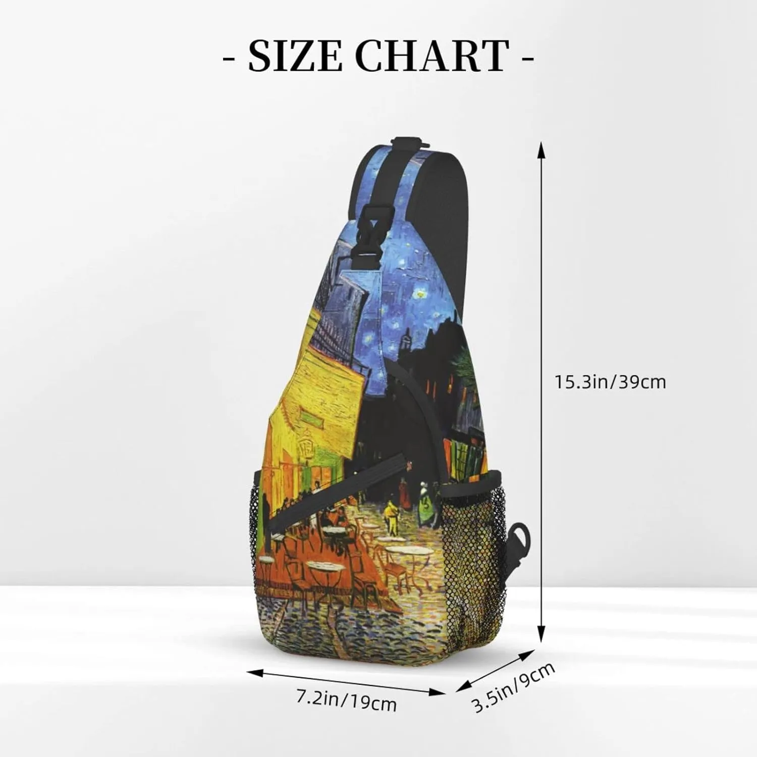 Sling Backpack Cafe Terrace At Night Multipurpose Crossbody Shoulder Bag Chest Daypack For Gym Travel Hiking