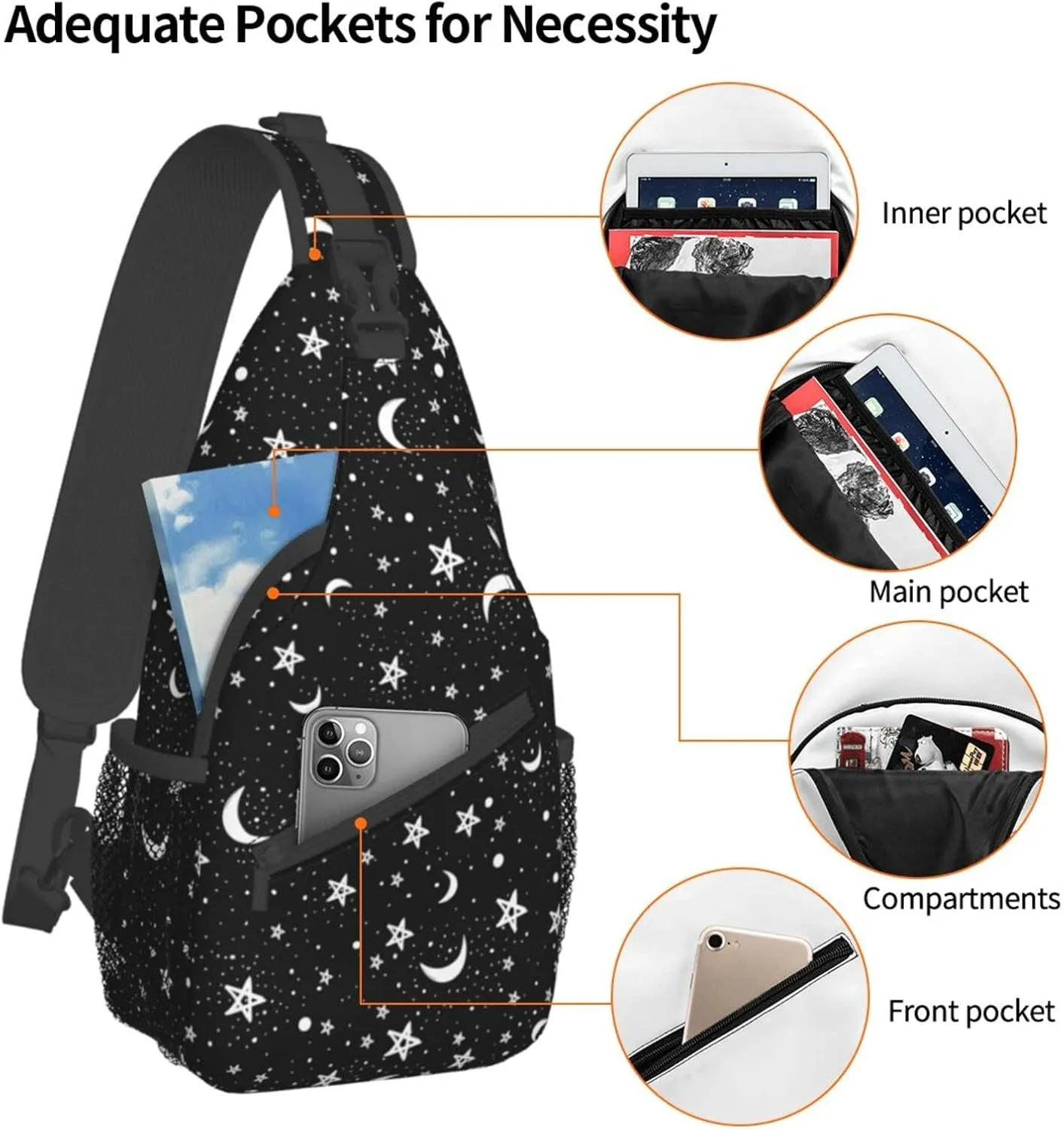 Sling Bag Crossbody Backpack Women Men Travel Chest Bag Casual Outdoor Sports Running Hiking