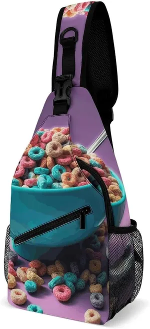 Sling Bag Crossbody Chest Bag Casual Shoulder Backpack Sport Travel Hiking Daypack for Women Men,Cereal in Bowl