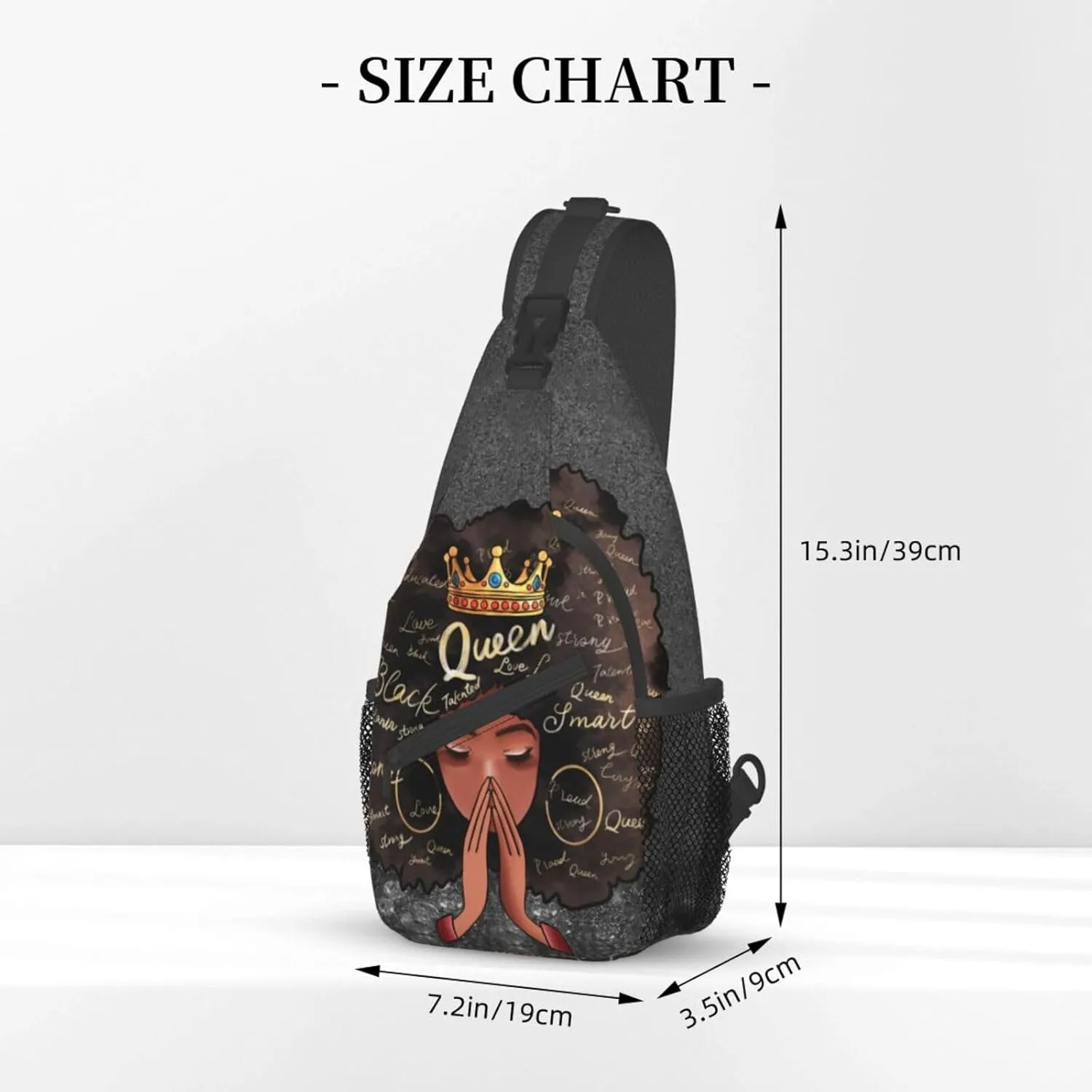 Sling Bag Crossbody Women Men Travel Chest Backpack Leisure Sports Outdoor Running Hiking African American Afro Woman
