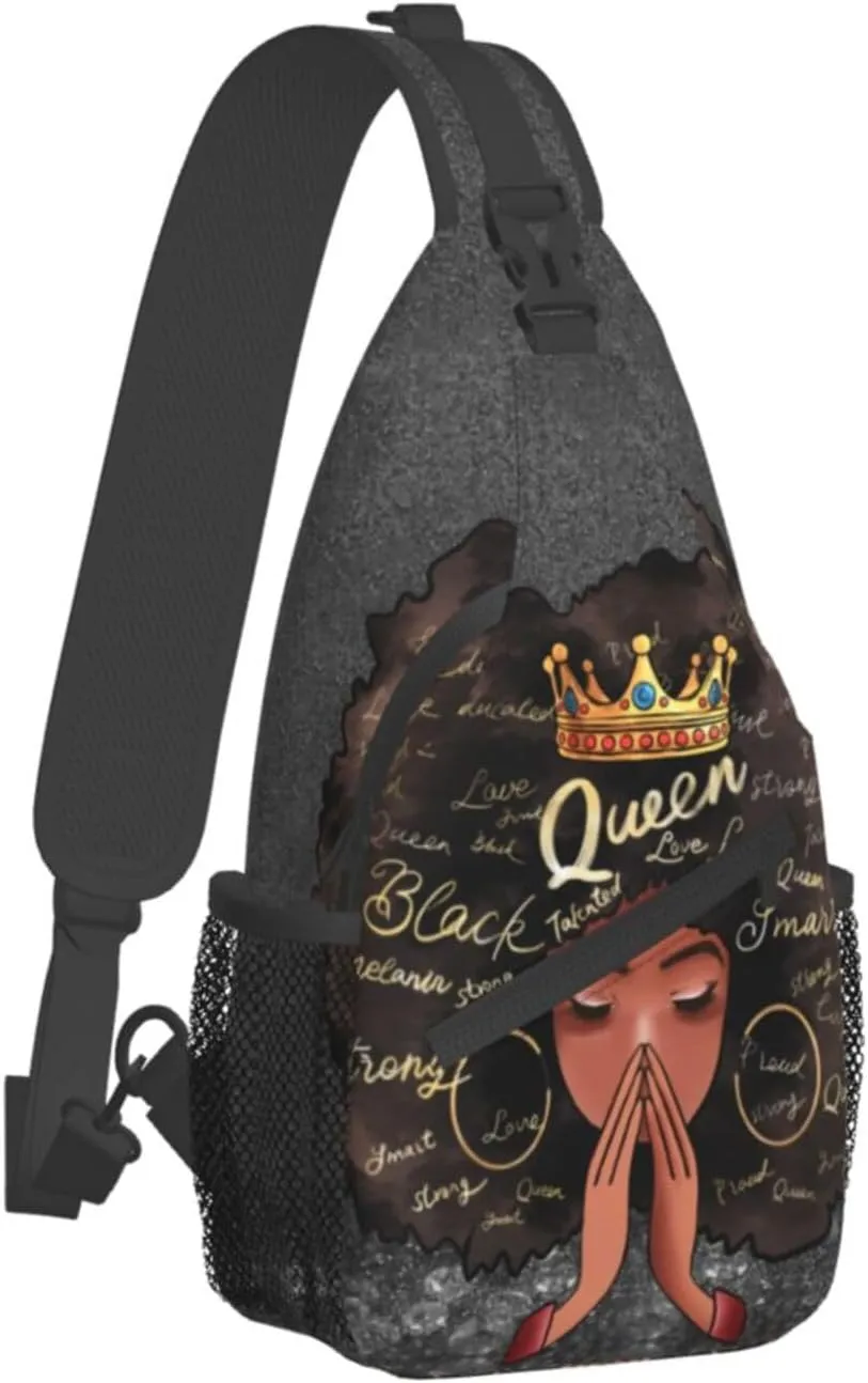 Sling Bag Crossbody Women Men Travel Chest Backpack Leisure Sports Outdoor Running Hiking African American Afro Woman