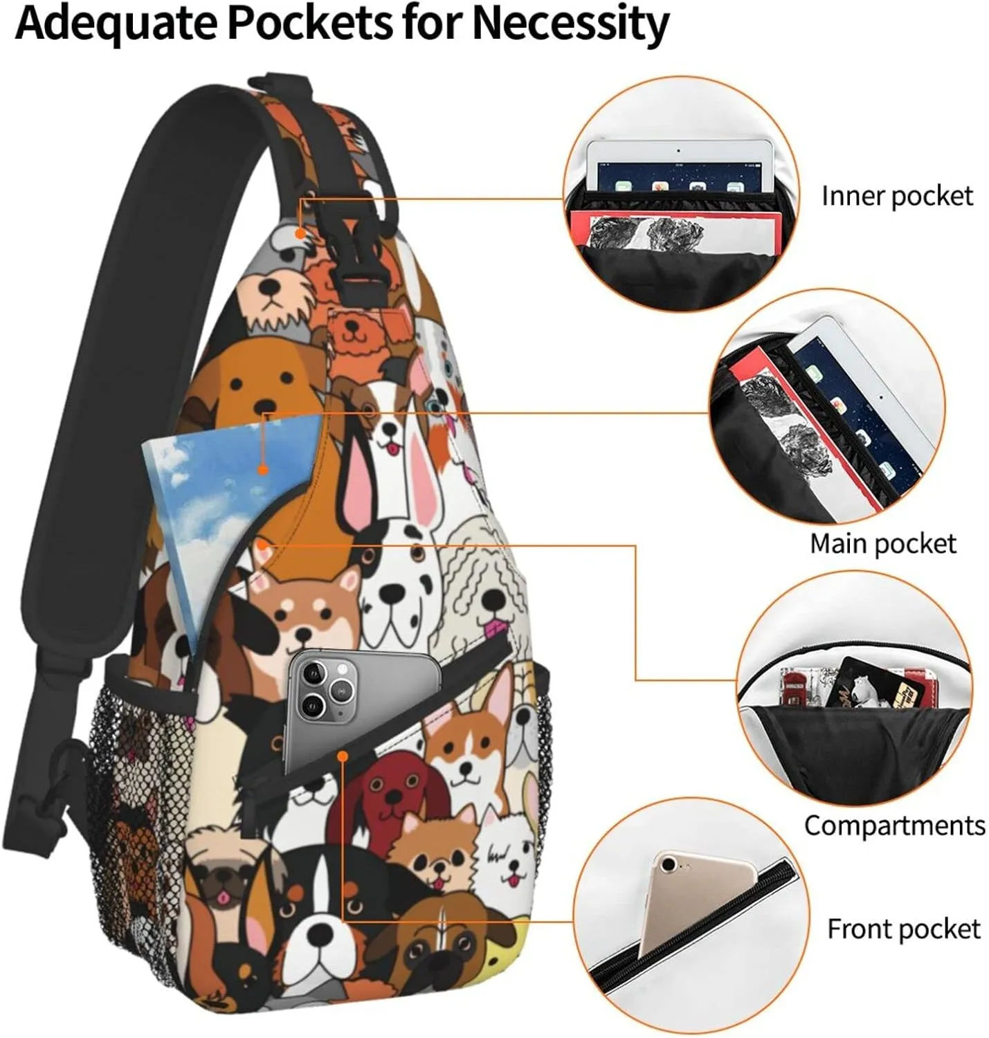 Sling Bag Crossbody Women Men Travel Chest Backpack Leisure Sports Outdoor Running Hiking