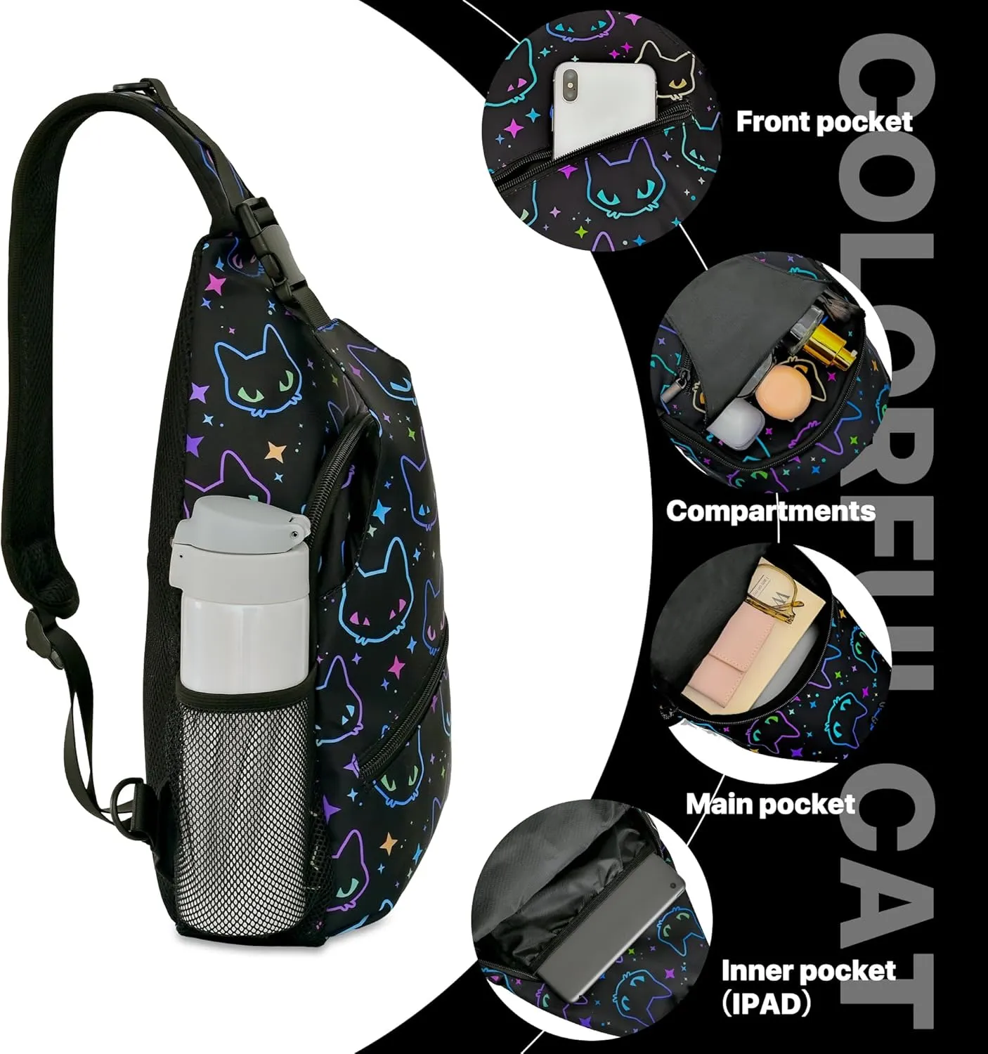 Sling Bag Crossbody Women Men Travel Chest Backpack Leisure Sports Outdoor Running Hiking