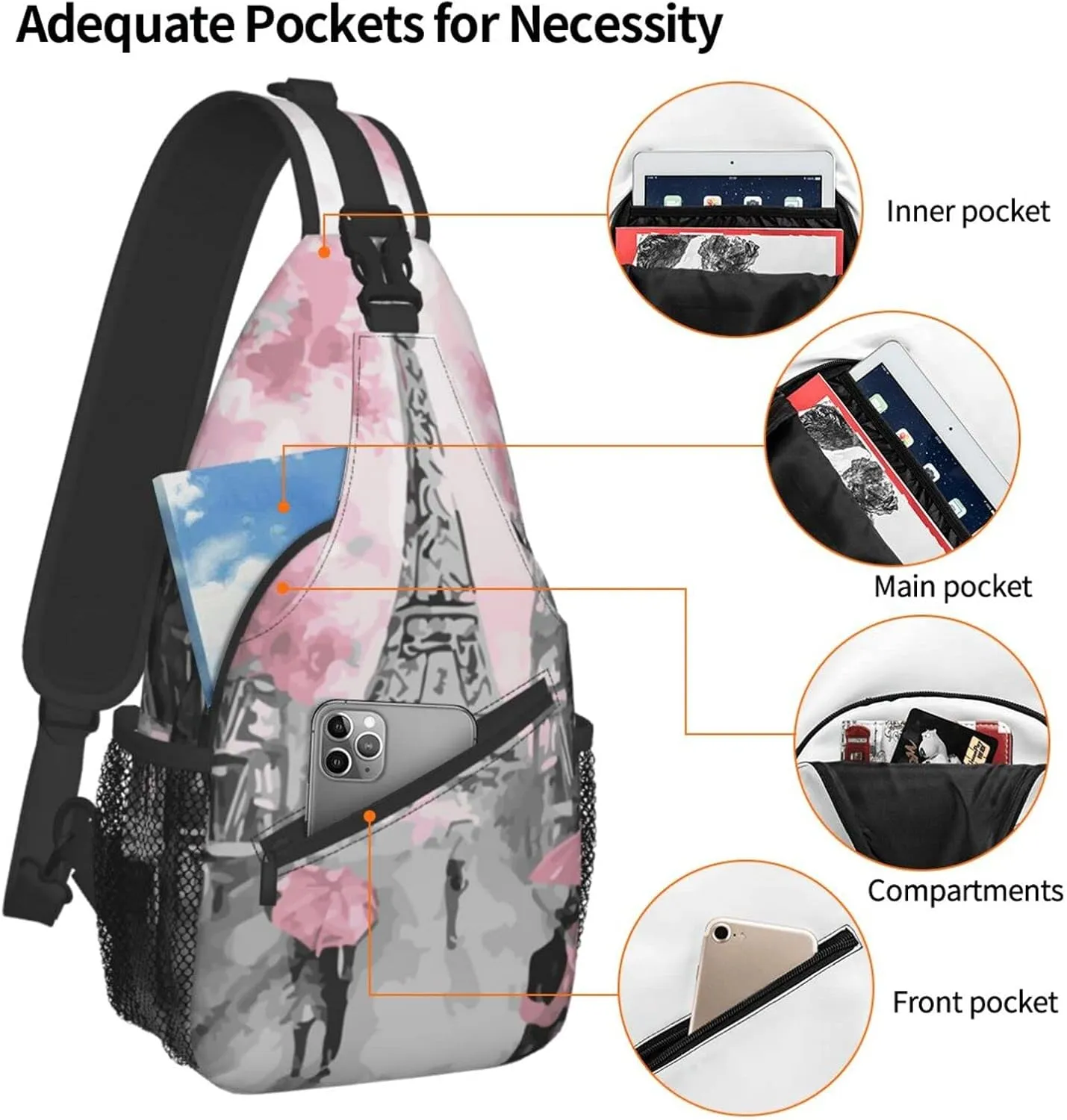 Sling Bag Crossbody Women Men Travel Chest Backpack Leisure Sports Outdoor Running Hiking