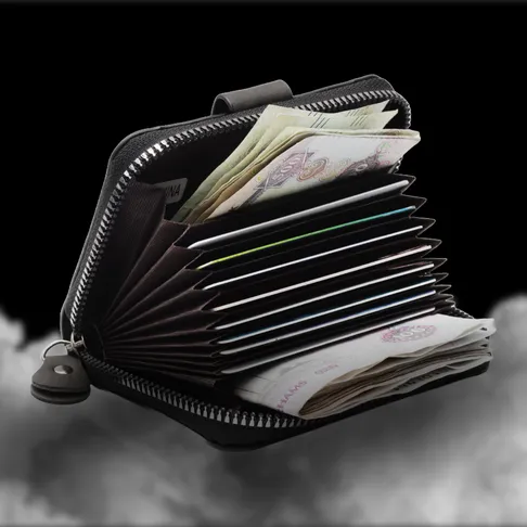 Small Bifold Credit Card Holder Button Wallet | Multi Card Slot Coin Purse
