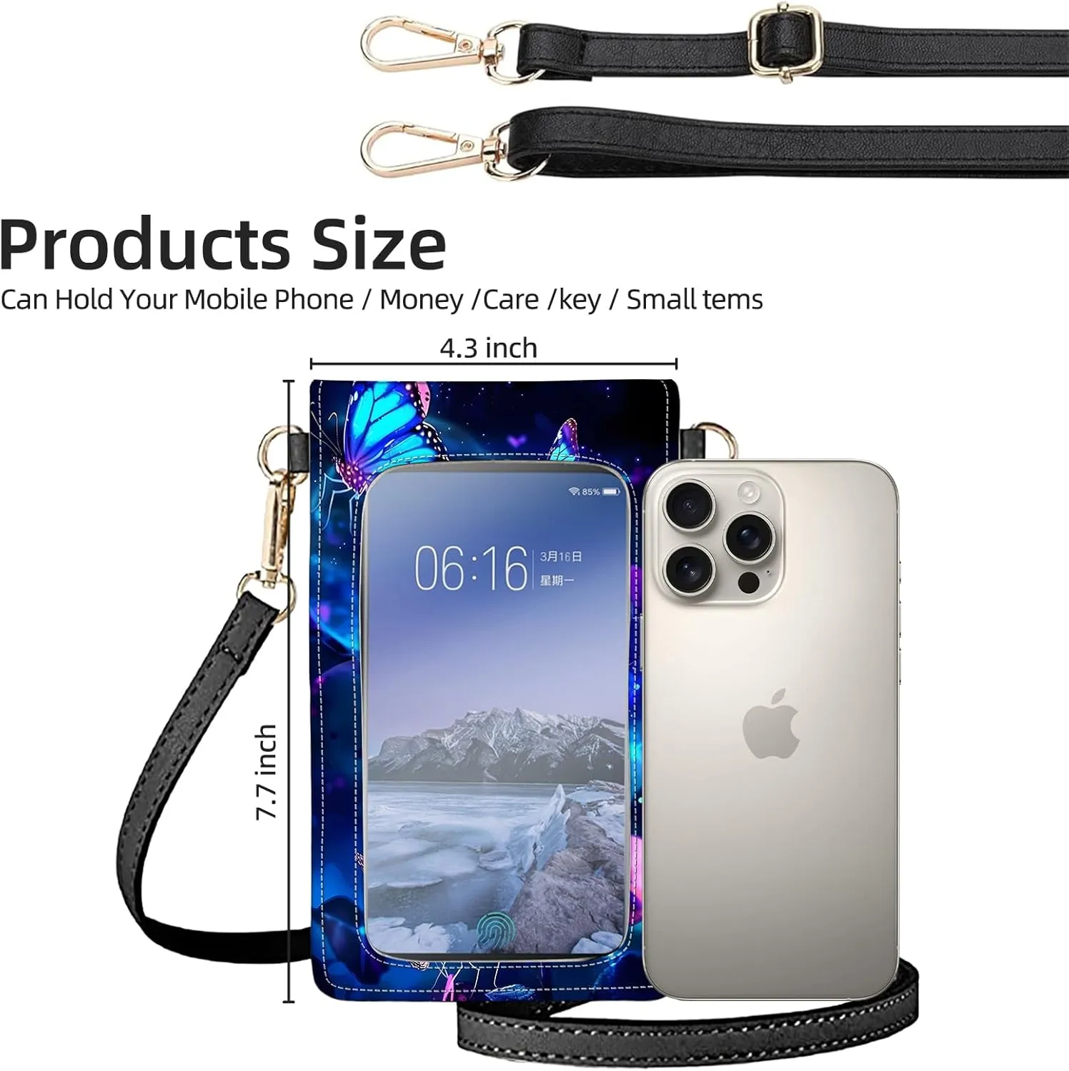 Small Crossbody Bags for Women, Leather Travel Cell Phone Wallet, Touch Screen Phone Wallet with Card Holder
