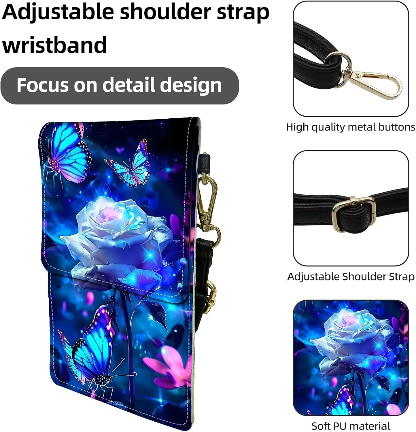 Small Crossbody Bags for Women, Leather Travel Cell Phone Wallet, Touch Screen Phone Wallet with Card Holder