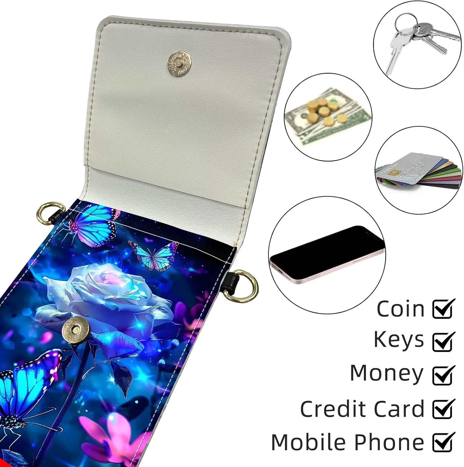 Small Crossbody Bags for Women, Leather Travel Cell Phone Wallet, Touch Screen Phone Wallet with Card Holder