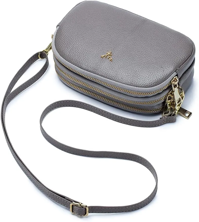 Small Crossbody Bags Genuine Leather Shoulder Handbags Trendy Design Cellphone Purses for Women and Girls