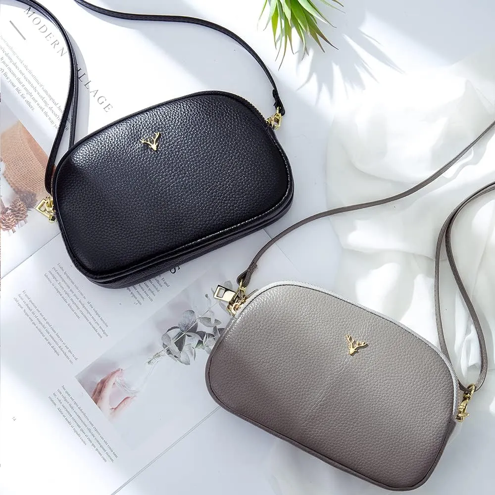 Small Crossbody Bags Genuine Leather Shoulder Handbags Trendy Design Cellphone Purses for Women and Girls