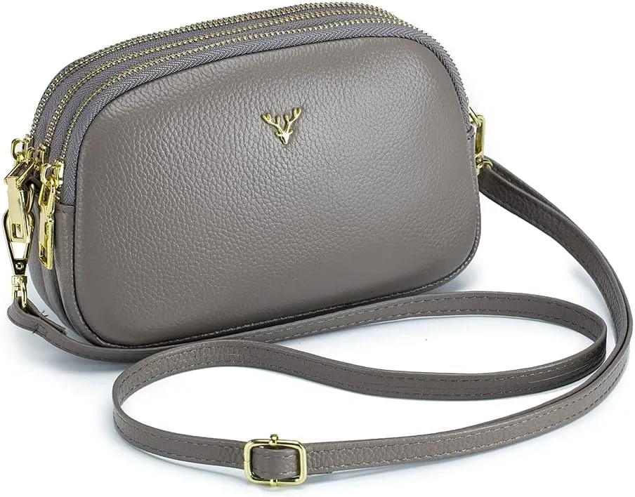 Small Crossbody Bags Genuine Leather Shoulder Handbags Trendy Design Cellphone Purses for Women and Girls
