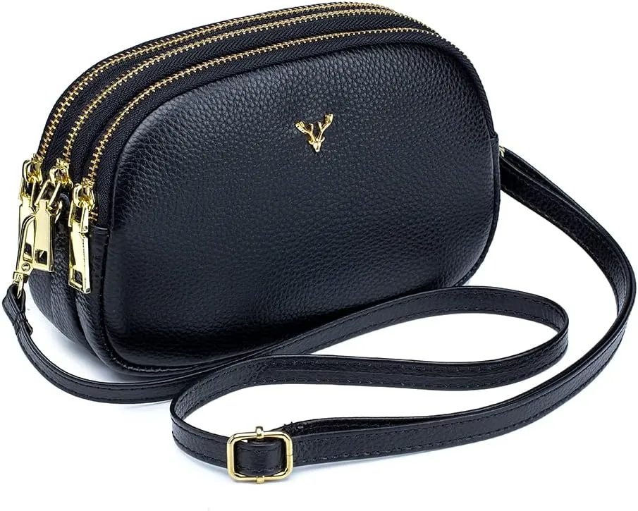 Small Crossbody Bags Genuine Leather Shoulder Handbags Trendy Design Cellphone Purses for Women and Girls