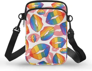 Small Crossbody Phone Wallet Bag, Tropical Flower Leaves Mini Shoulder Purse Belt Bag for Running, Hiking & Biking