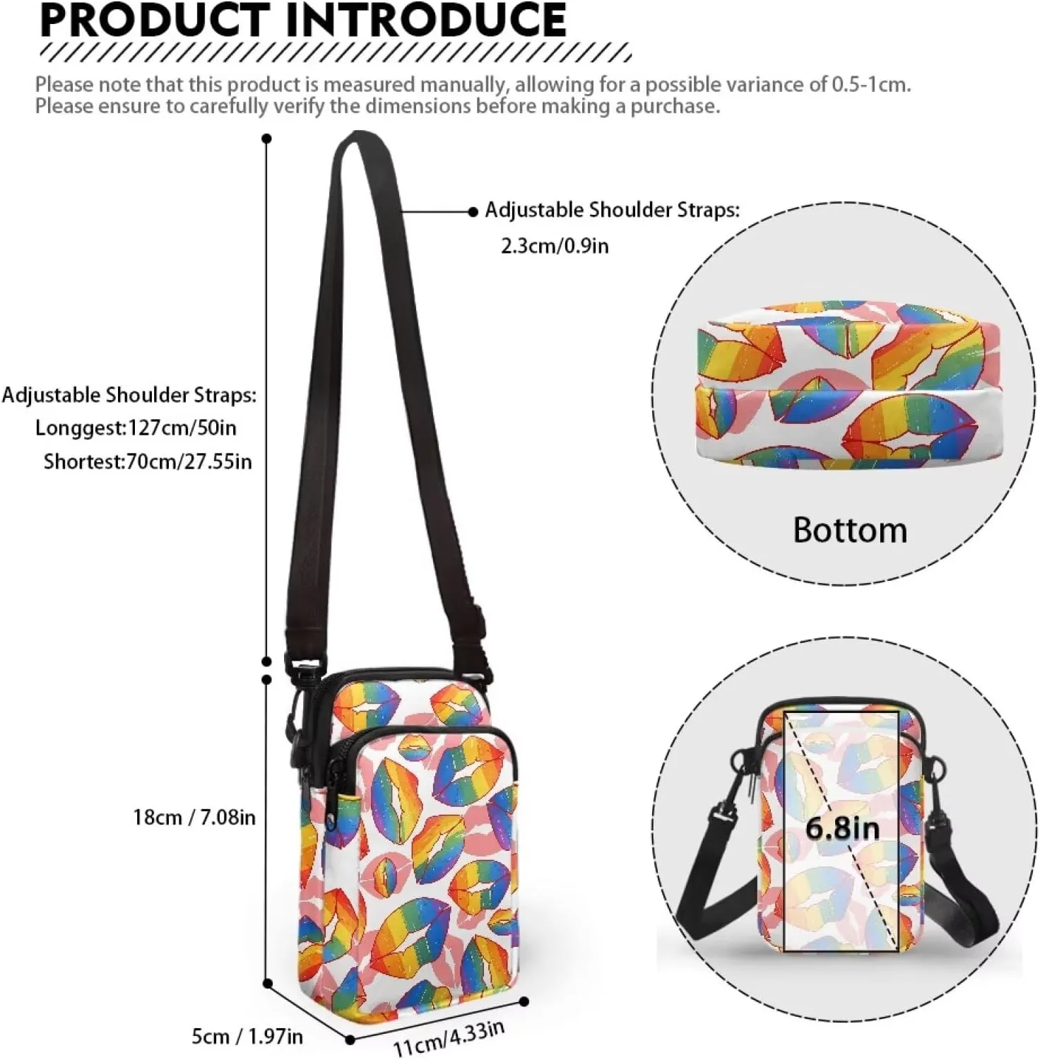 Small Crossbody Phone Wallet Bag, Tropical Flower Leaves Mini Shoulder Purse Belt Bag for Running, Hiking & Biking