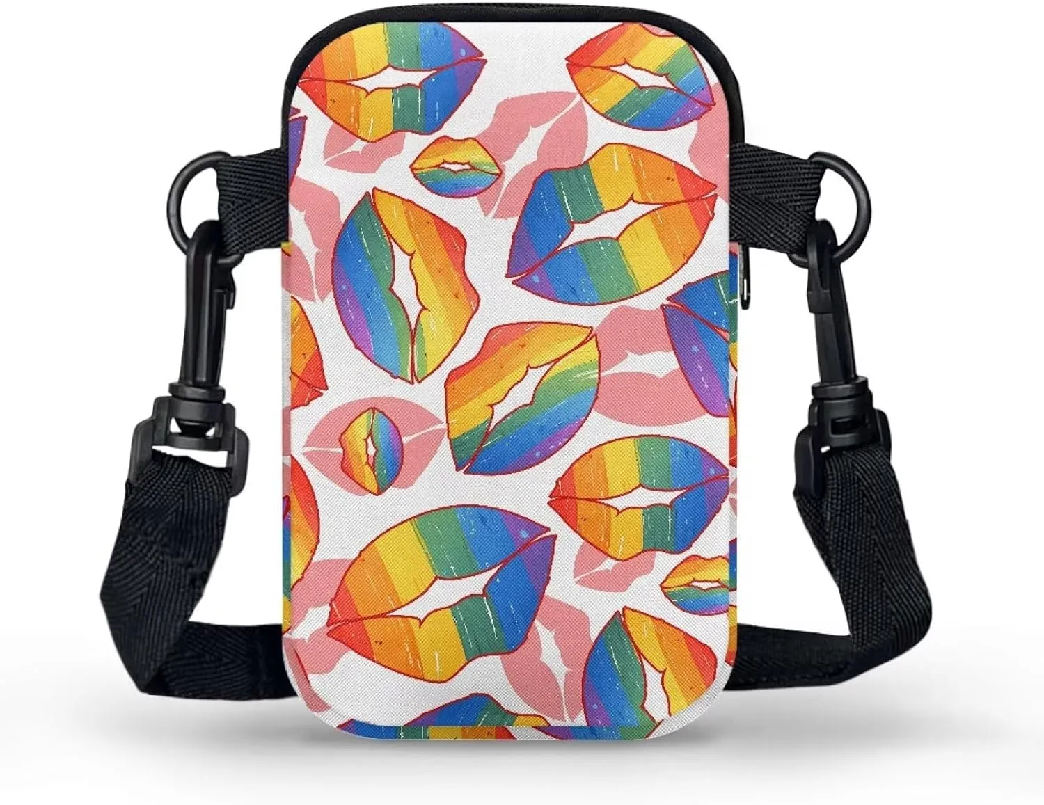 Small Crossbody Phone Wallet Bag, Tropical Flower Leaves Mini Shoulder Purse Belt Bag for Running, Hiking & Biking