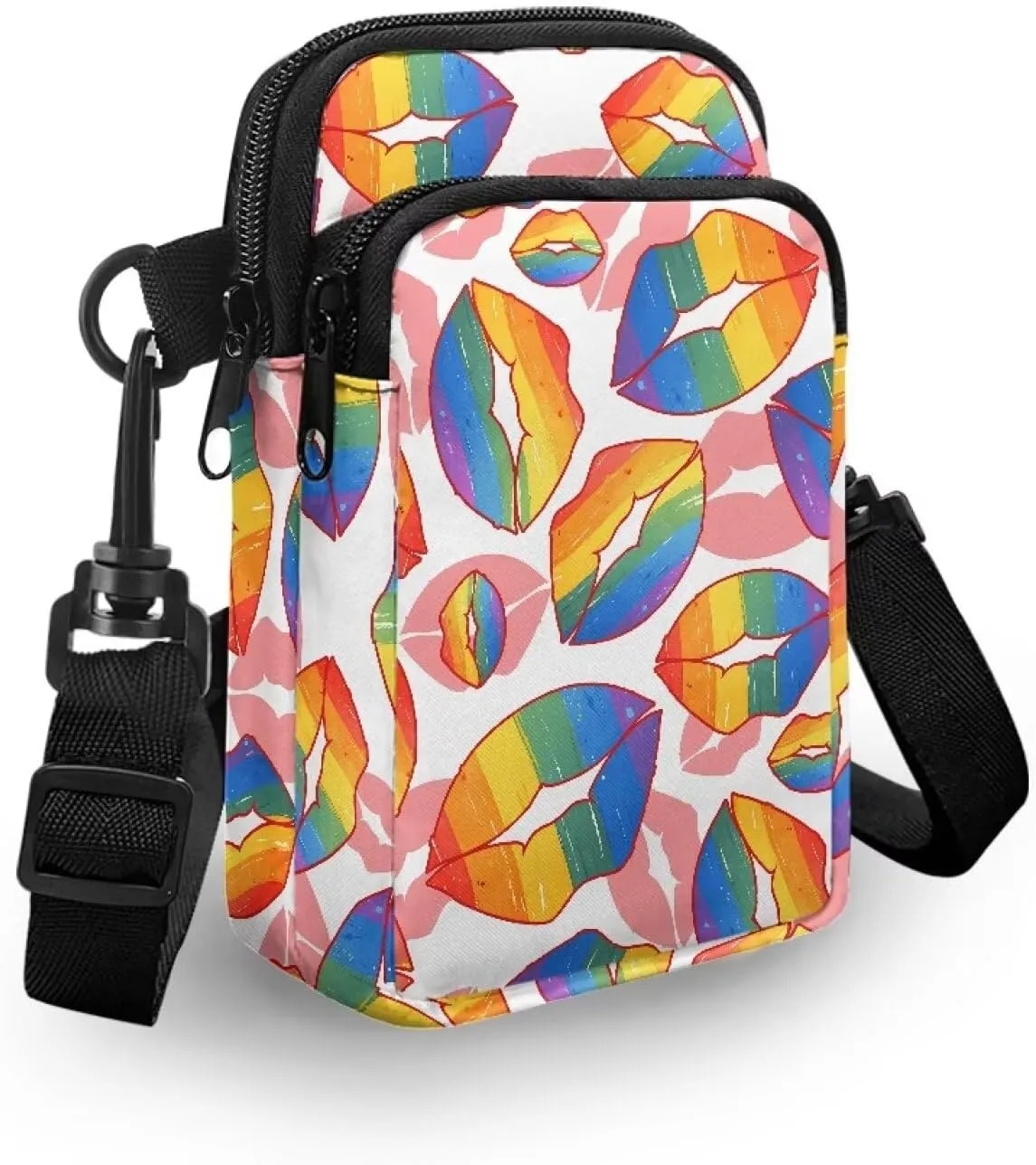 Small Crossbody Phone Wallet Bag, Tropical Flower Leaves Mini Shoulder Purse Belt Bag for Running, Hiking & Biking