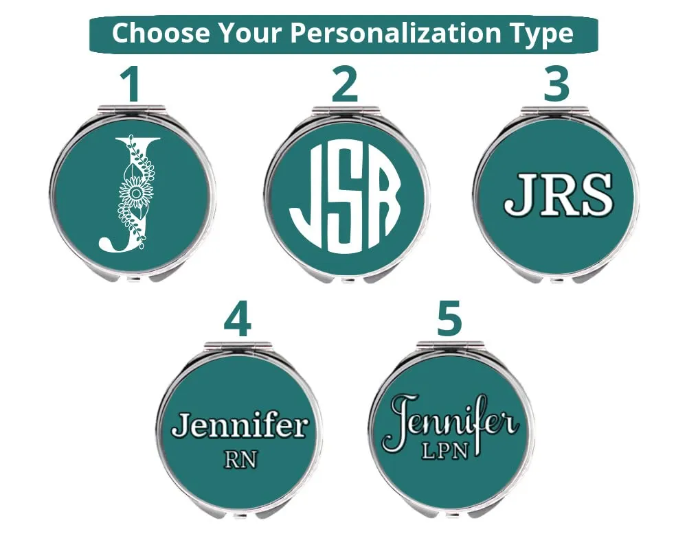 Small handheld mirror custom wedding gift, personalized name compact mirror, Metal makeup mirror (STYLE A)