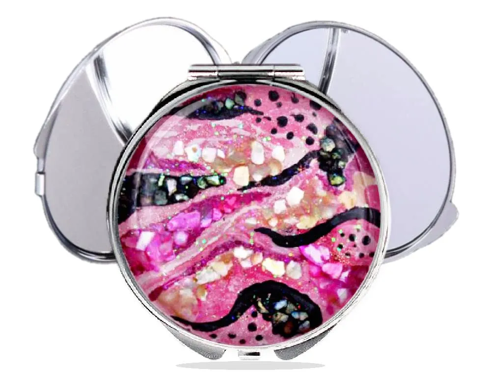 Small handheld mirror custom wedding gift, personalized name compact mirror, Metal makeup mirror (STYLE A)