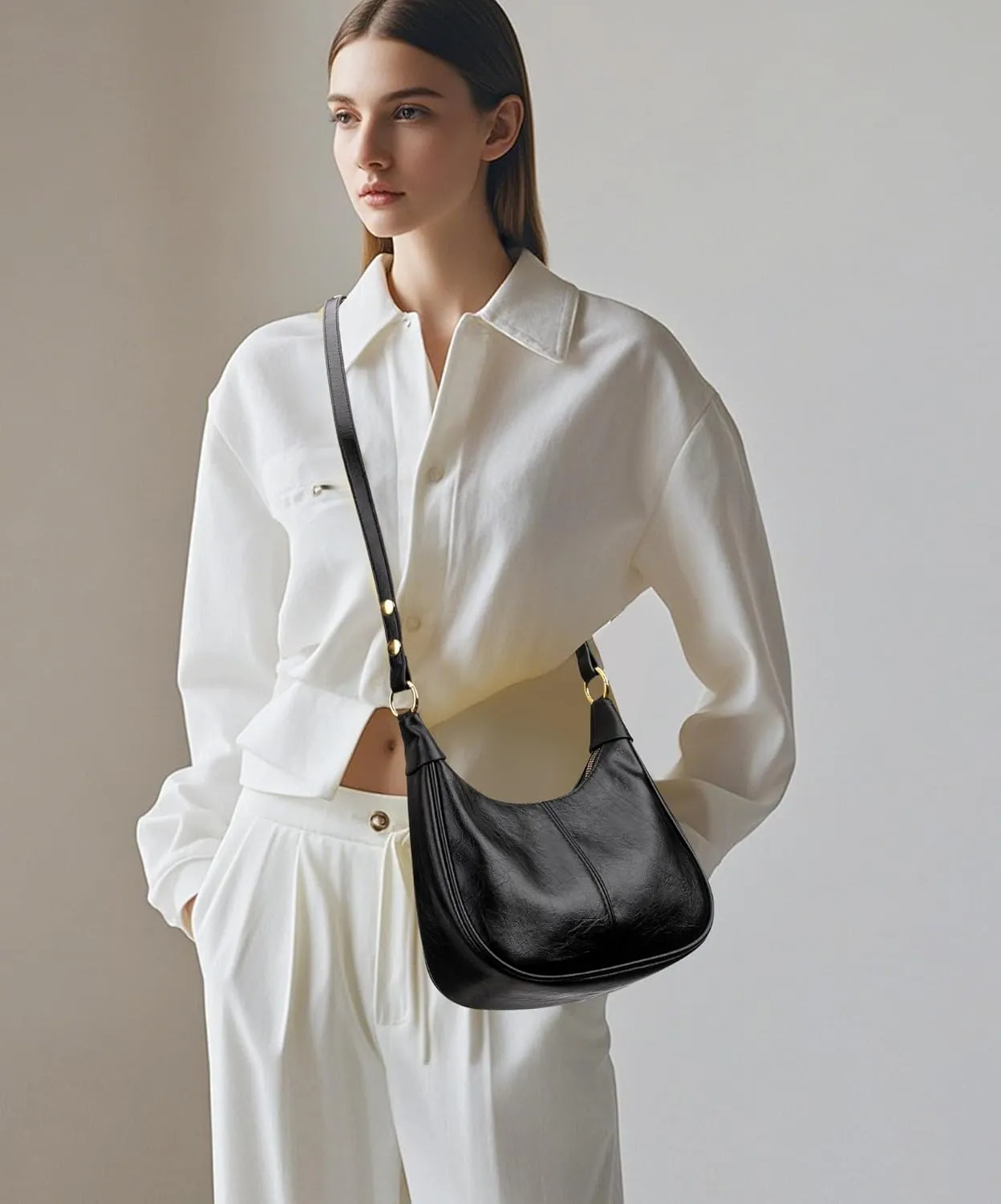 Small Hobo Bags Retro Crescent Shoulder Purse Women Soft Crossbody Handbag